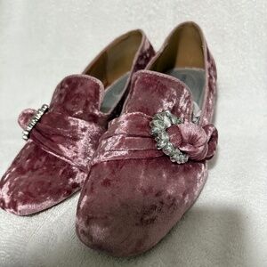 Comfortview Pink Velvet Loafers - Size 9
